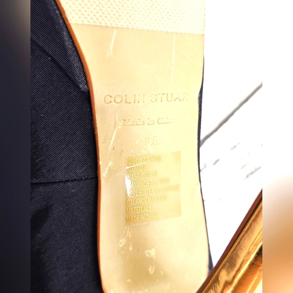 Colin Stuart Stunning Black & Gold High Heels Shoes Dressy Formal Size 8.5B - Picture 11 of 11